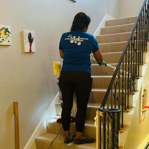 Team cleaning stairs Team cleaning stairs with a focus on customer satisfaction in Boston.